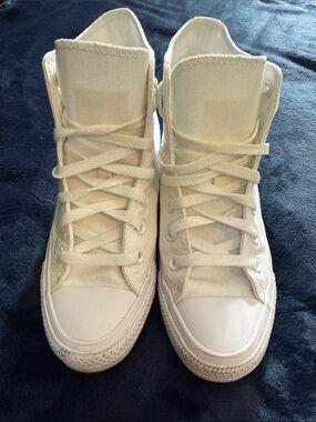 Converse All-Star Classic High-Top Canvas Sneakers in White on White